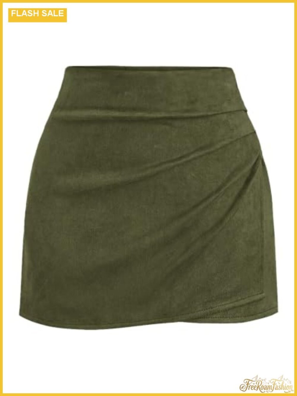 Faux Suede Mini Skort Ruched Wrap High Waisted Women's Skirt